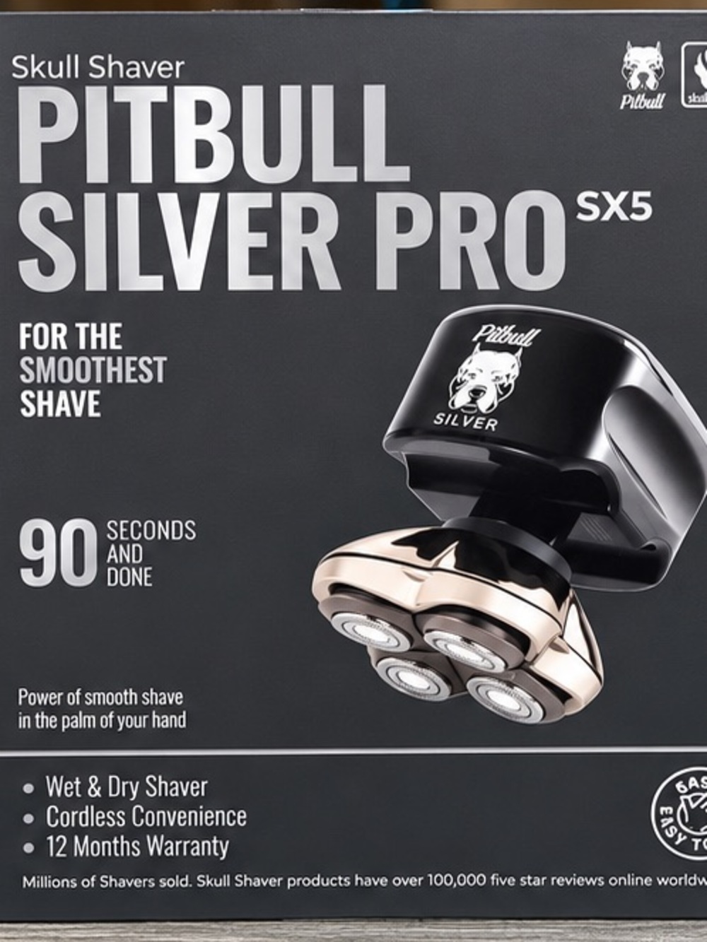 Skull Shaver Pitbull Silver Pro SX5 Head Shaver New Factory Sealed